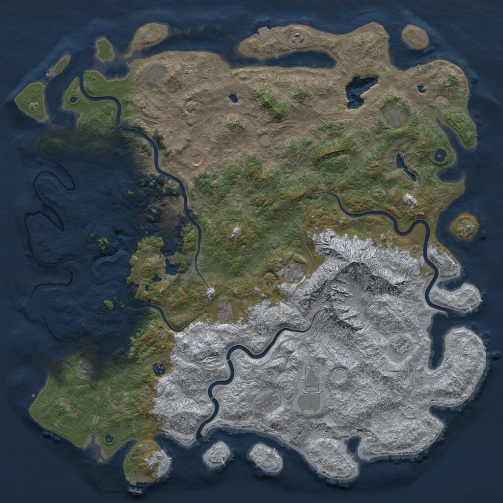 Rust Map: Procedural Map, Size: 6000, Seed: 246155060, 17 Monuments