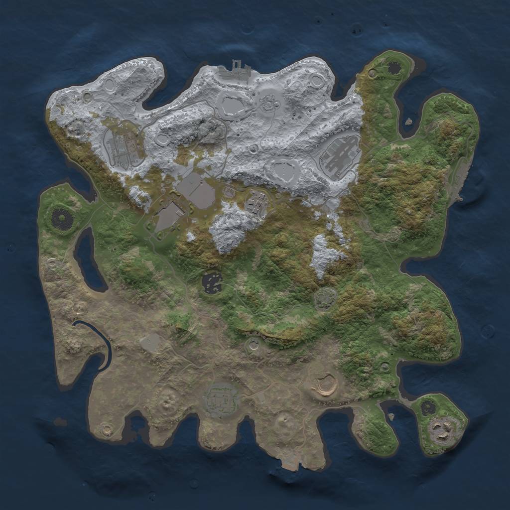Rust Map: Procedural Map, Size: 3500, Seed: 388224778, 16 Monuments