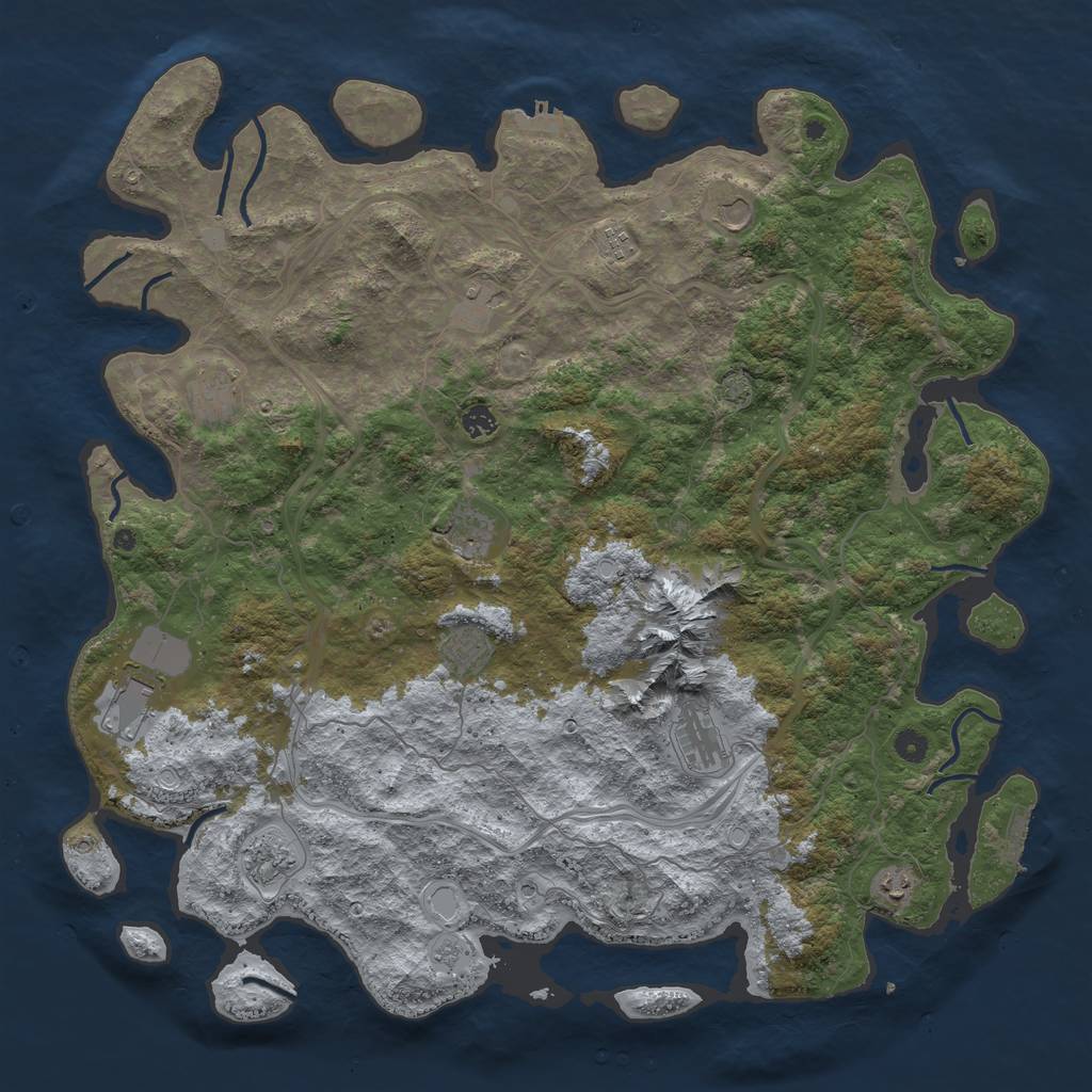 Rust Map: Procedural Map, Size: 5000, Seed: 154002840, 19 Monuments