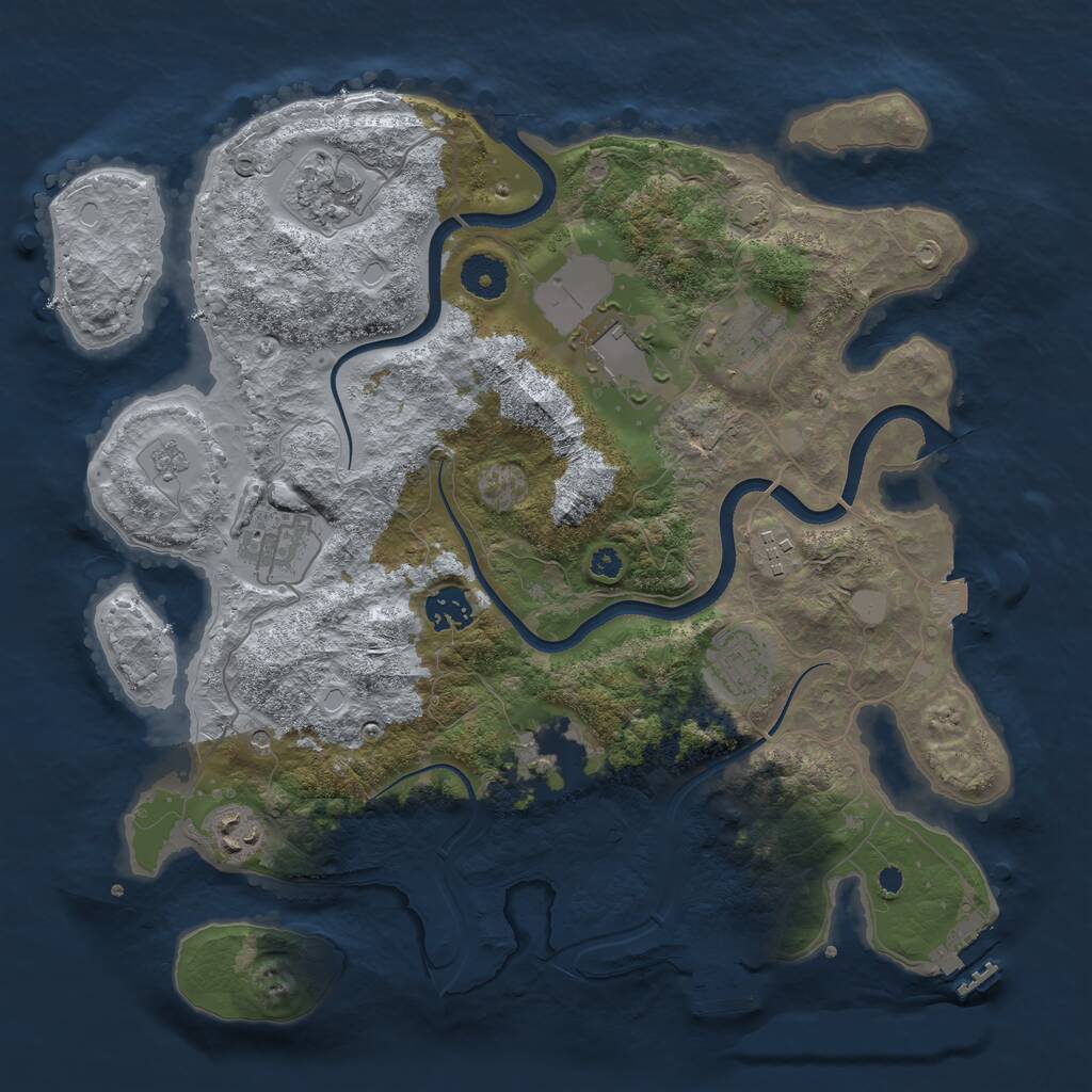 Rust Map: Procedural Map, Size: 3600, Seed: 3737, 15 Monuments