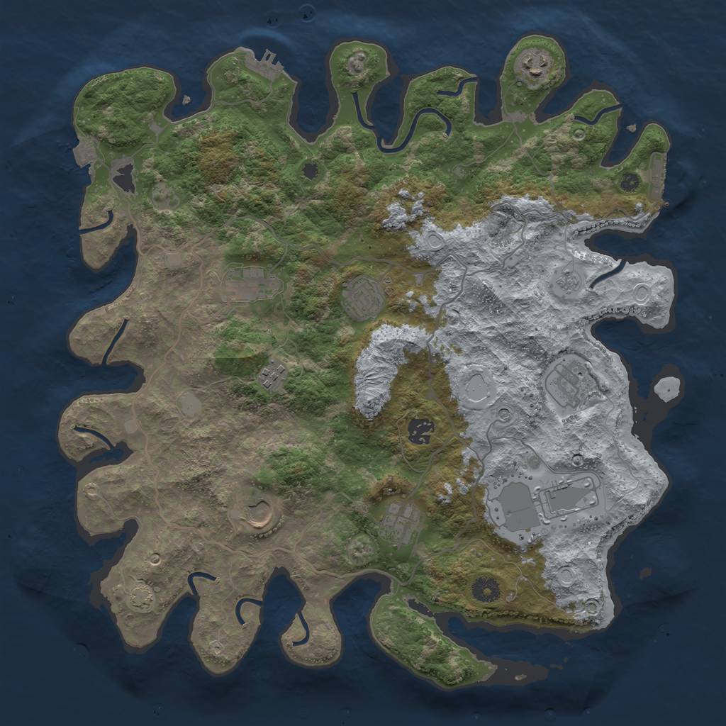 Rust Map: Procedural Map, Size: 4000, Seed: 1038525731, 17 Monuments