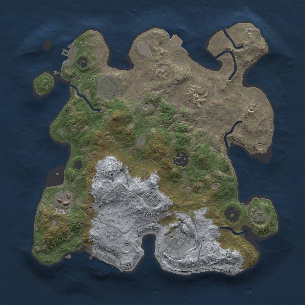 Rust Map: Procedural Map, Size: 3000, Seed: 1076591091, 14 Monuments