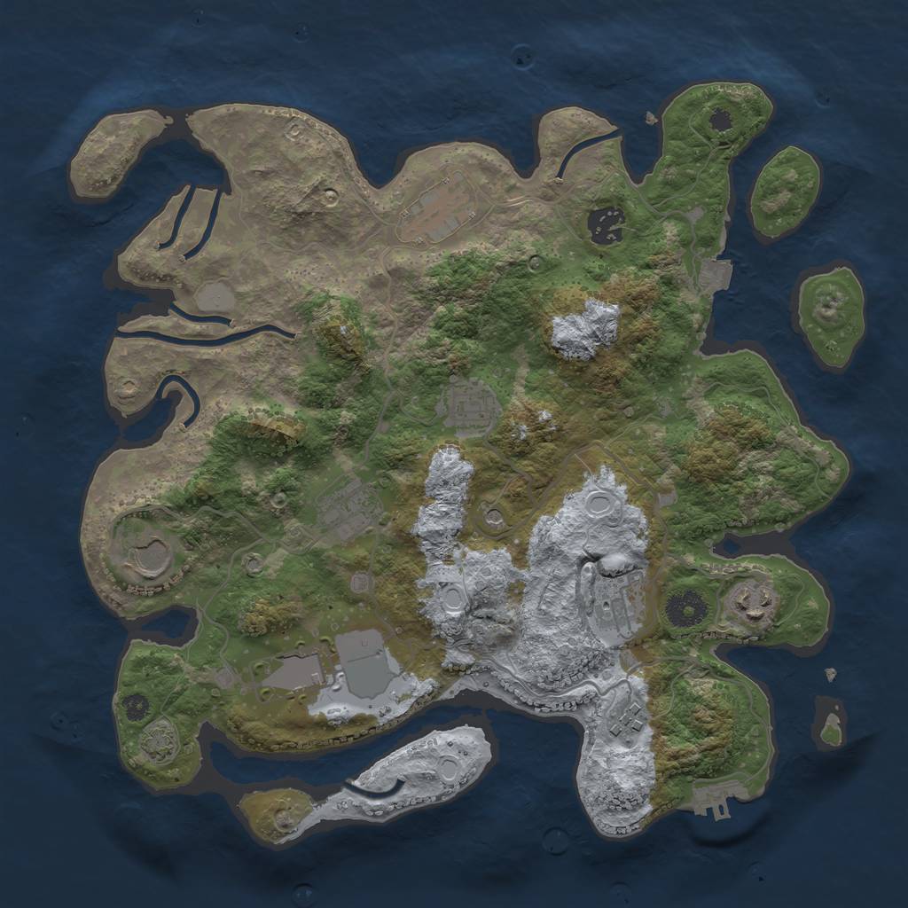 Rust Map: Procedural Map, Size: 3500, Seed: 1382913, 15 Monuments