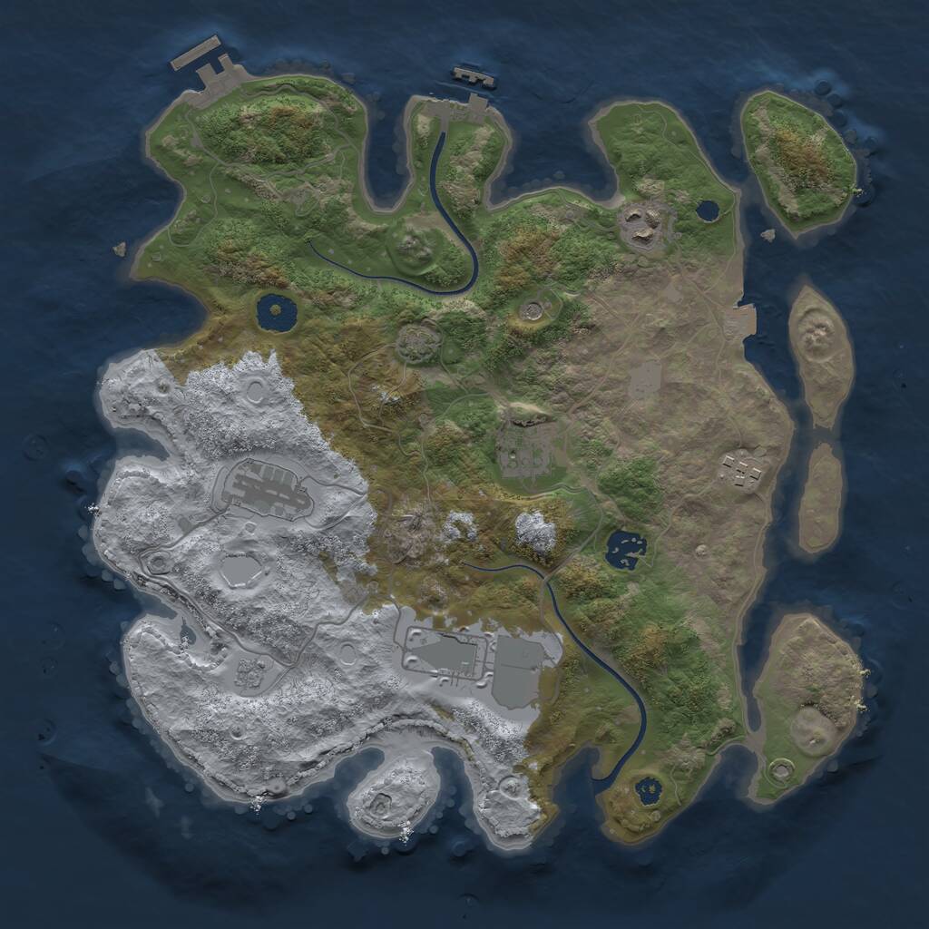 Rust Map: Procedural Map, Size: 3500, Seed: 485163, 12 Monuments