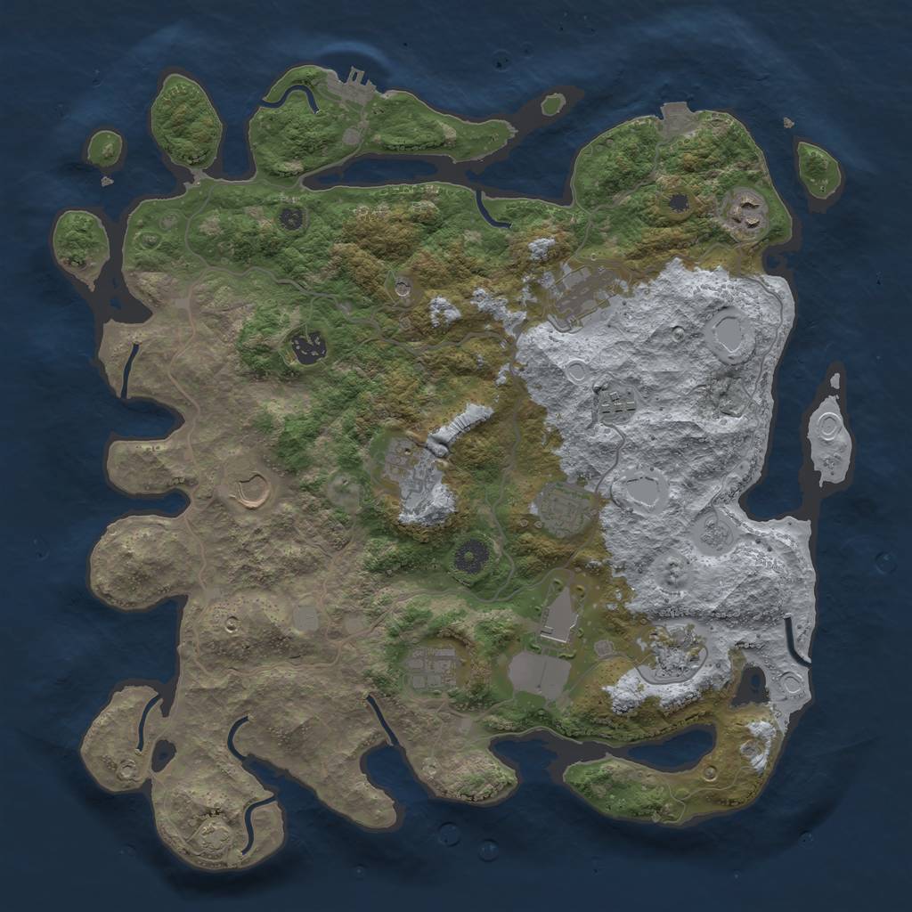 Rust Map: Procedural Map, Size: 4000, Seed: 1146179556, 17 Monuments