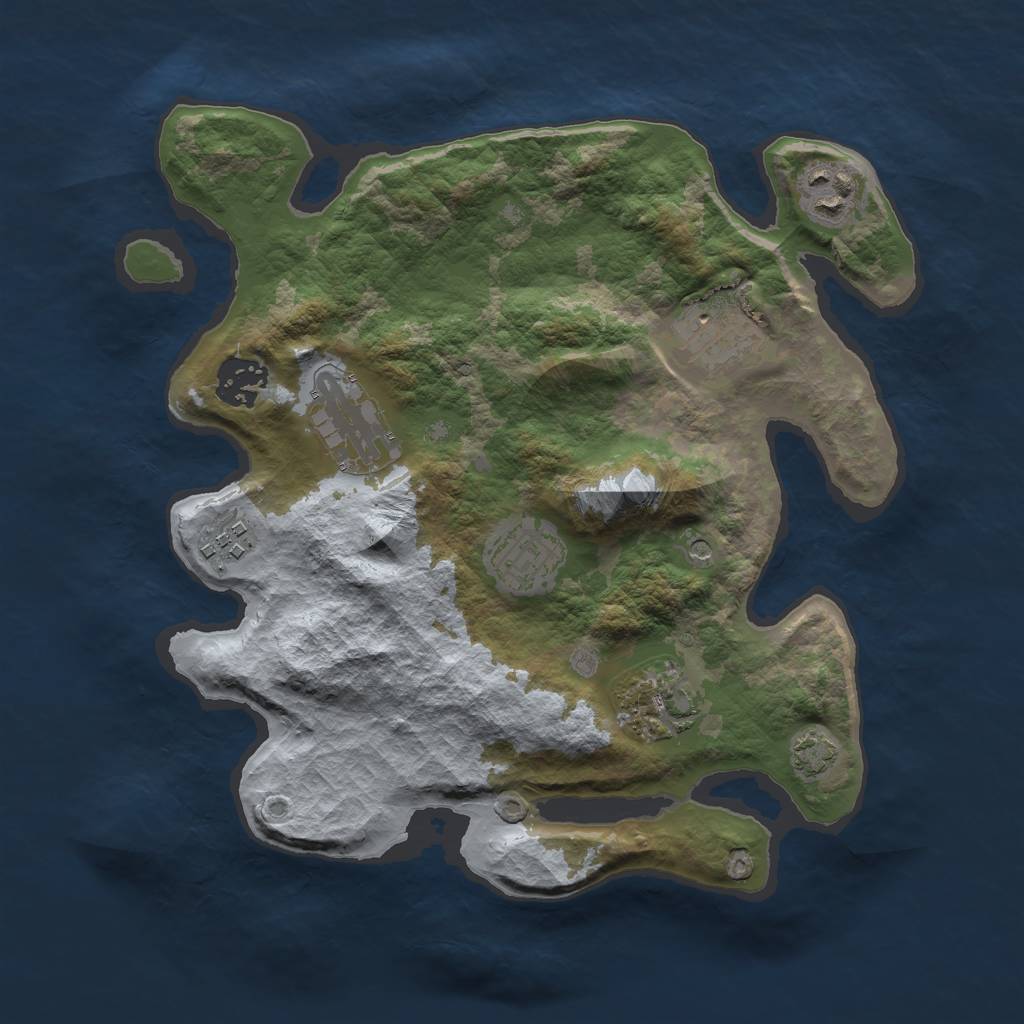 Rust Map: Barren, Size: 3000, Seed: 1312055628, 11 Monuments