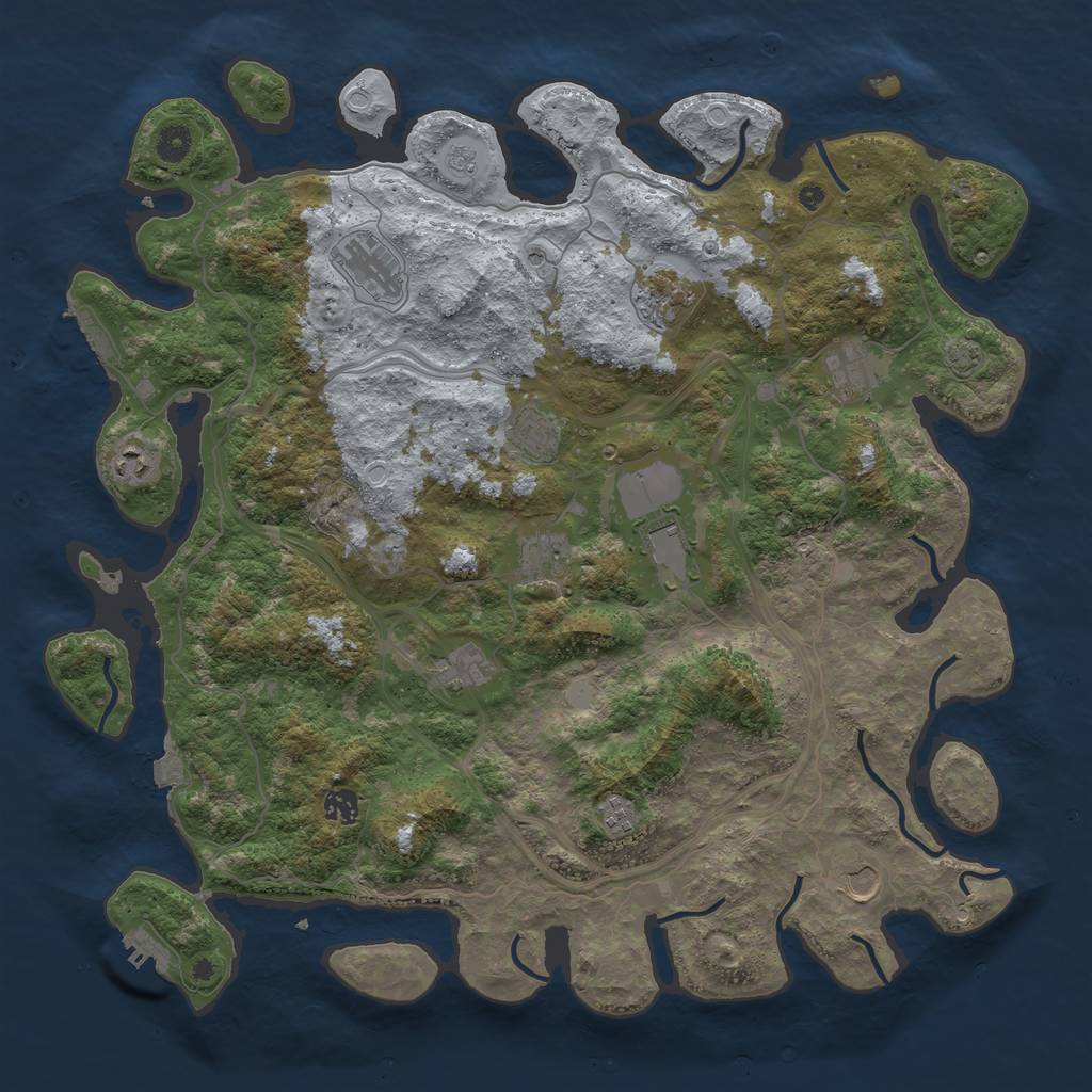 Rust Map: Procedural Map, Size: 4500, Seed: 1961257593, 19 Monuments