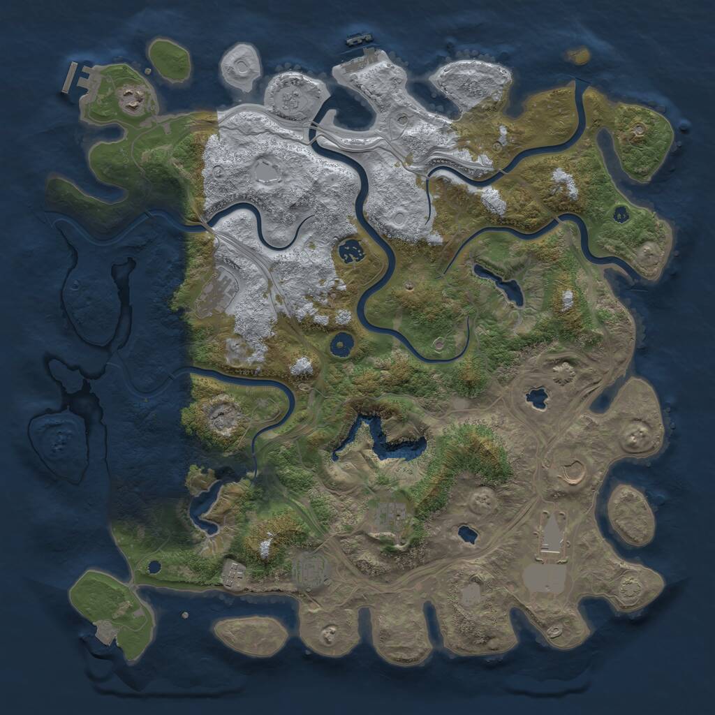 Rust Map: Procedural Map, Size: 4500, Seed: 1961257593, 14 Monuments