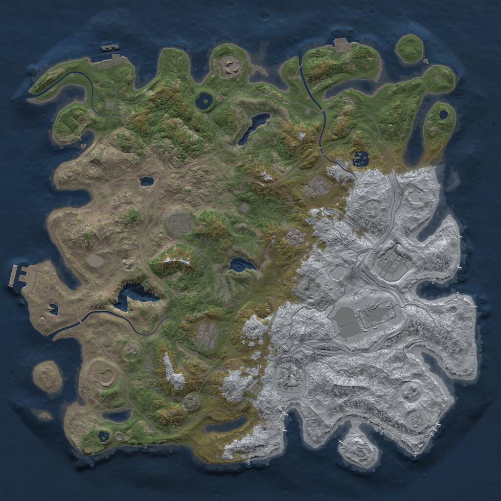 Rust Map: Procedural Map, Size: 4500, Seed: 1427862426, 16 Monuments