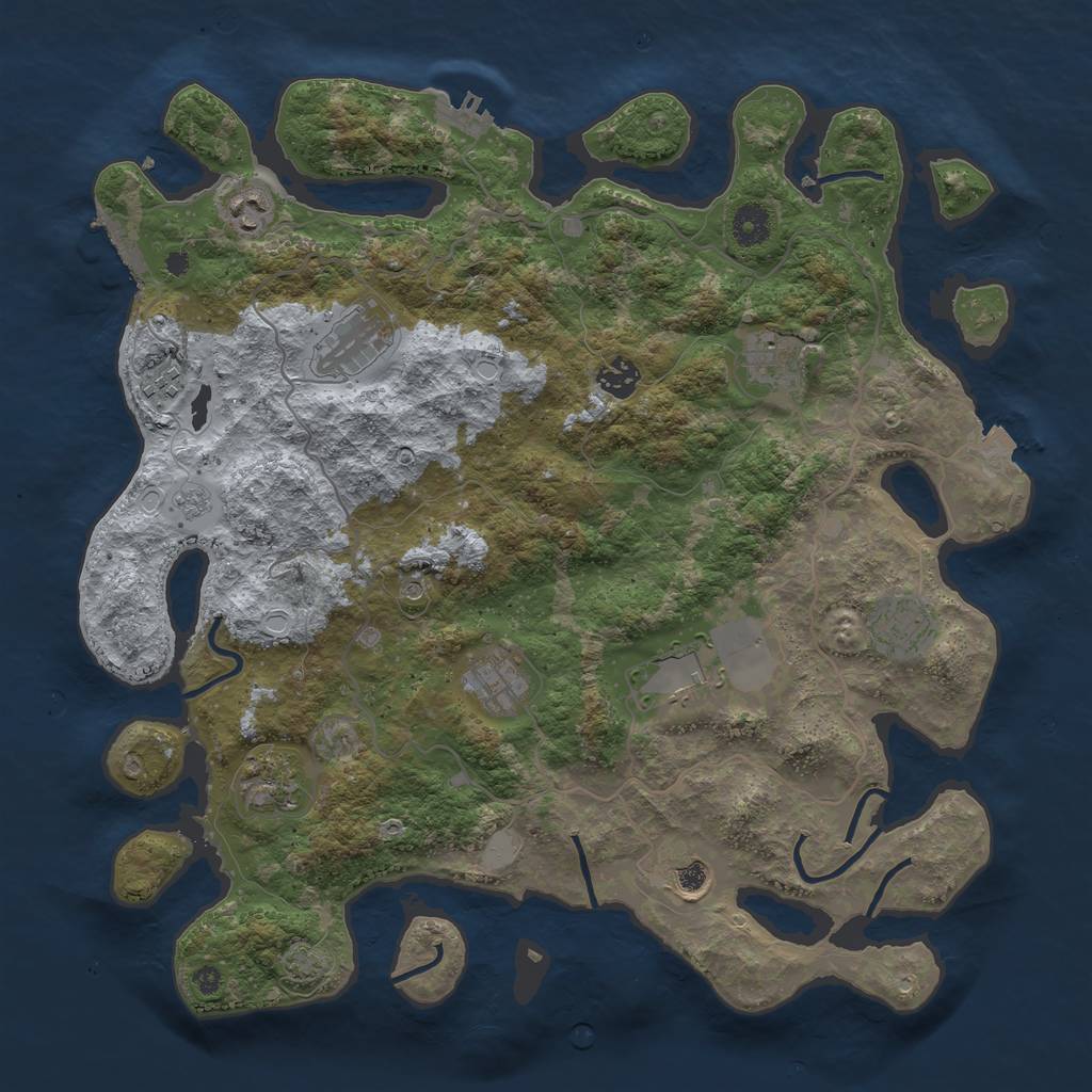 Rust Map: Procedural Map, Size: 4000, Seed: 265831609, 18 Monuments