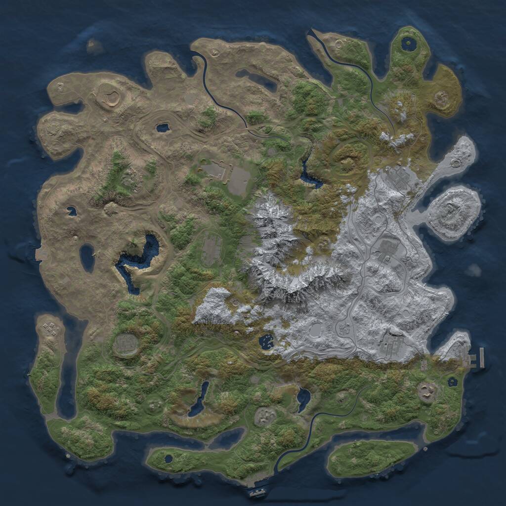 Rust Map: Procedural Map, Size: 5000, Seed: 937818, 17 Monuments