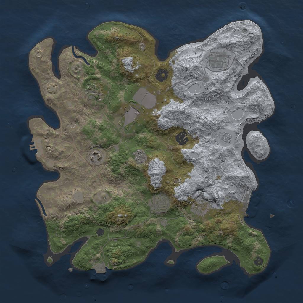 Rust Map: Procedural Map, Size: 3500, Seed: 1884413239, 16 Monuments