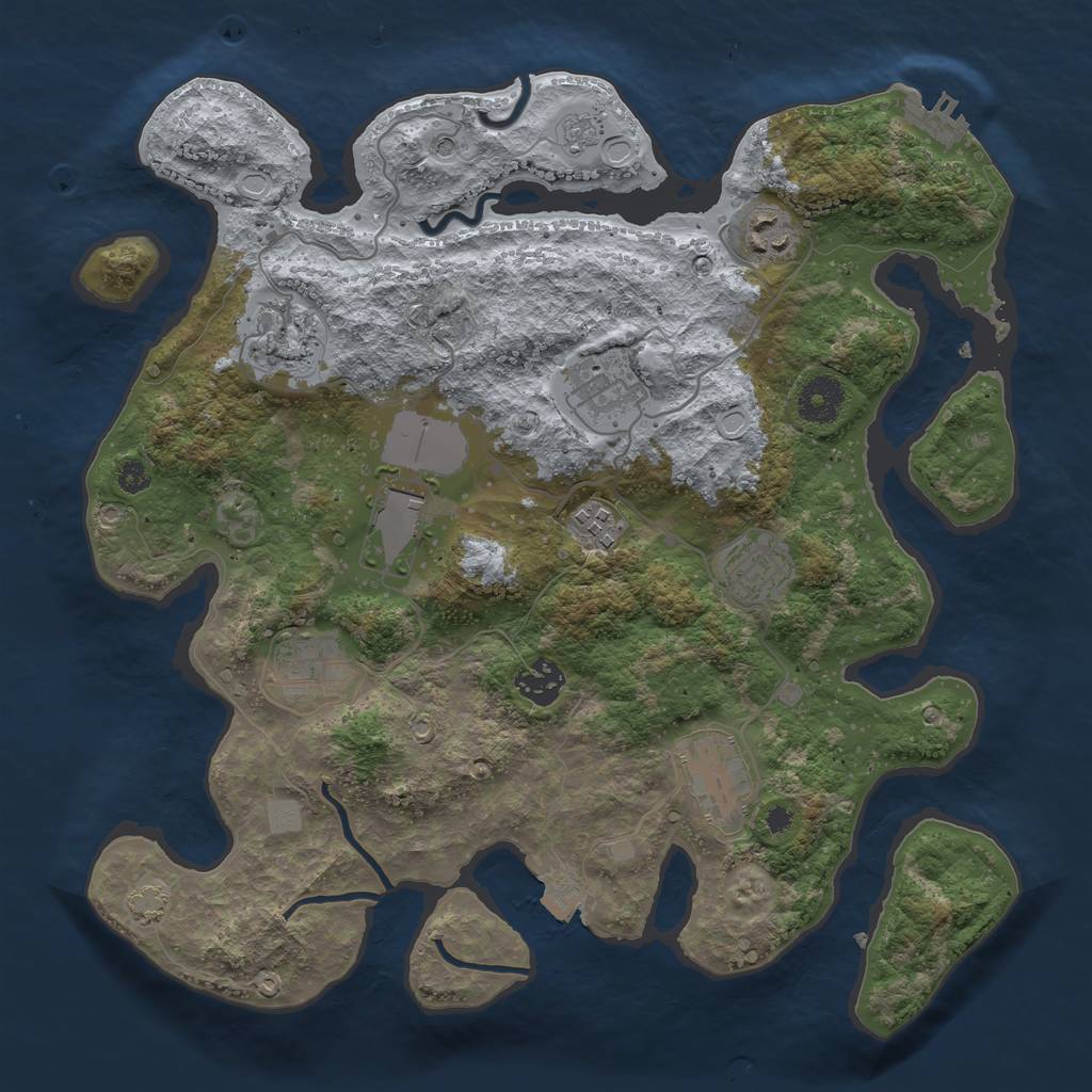 Rust Map: Procedural Map, Size: 3500, Seed: 1830541122, 16 Monuments