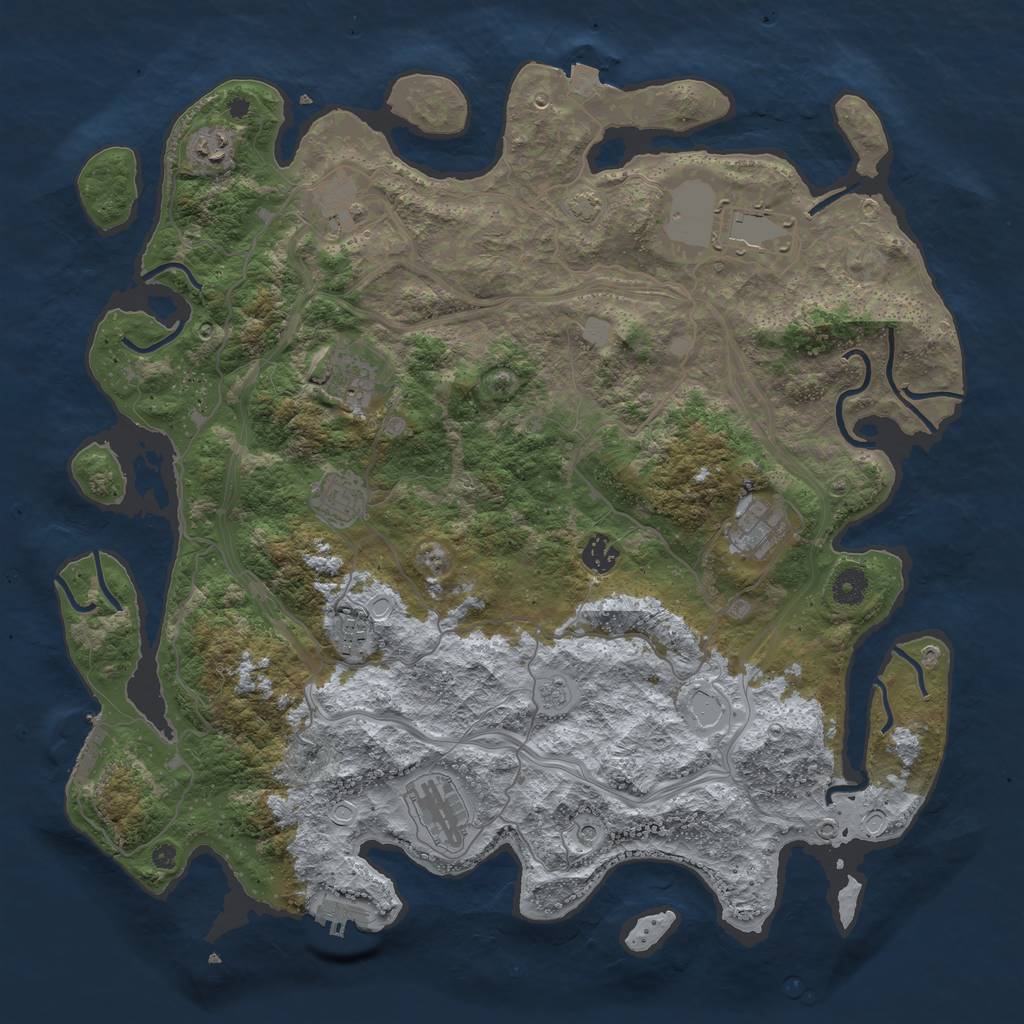Rust Map: Procedural Map, Size: 4250, Seed: 1561456141, 17 Monuments