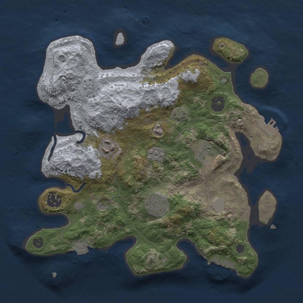Rust Map: Procedural Map, Size: 3000, Seed: 1923636151, 13 Monuments