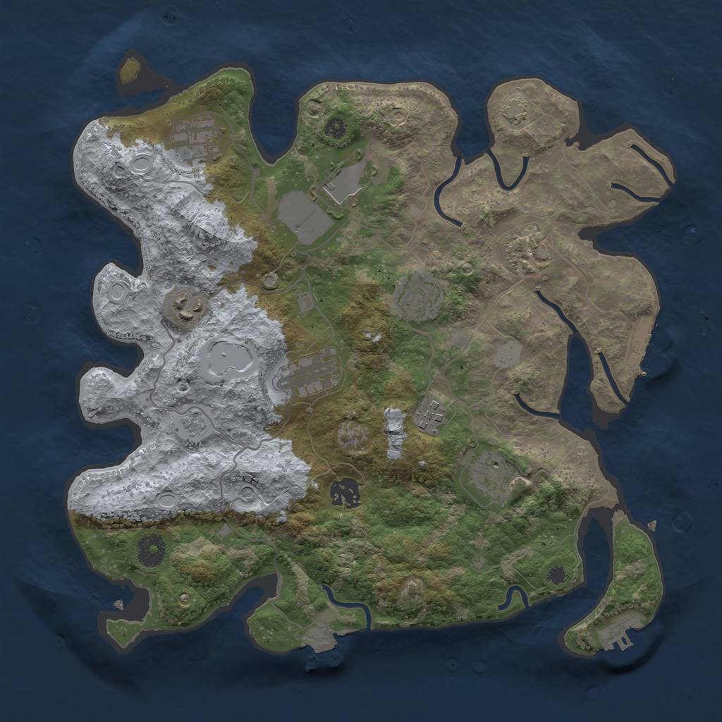 Rust Map: Procedural Map, Size: 3500, Seed: 20062307, 17 Monuments