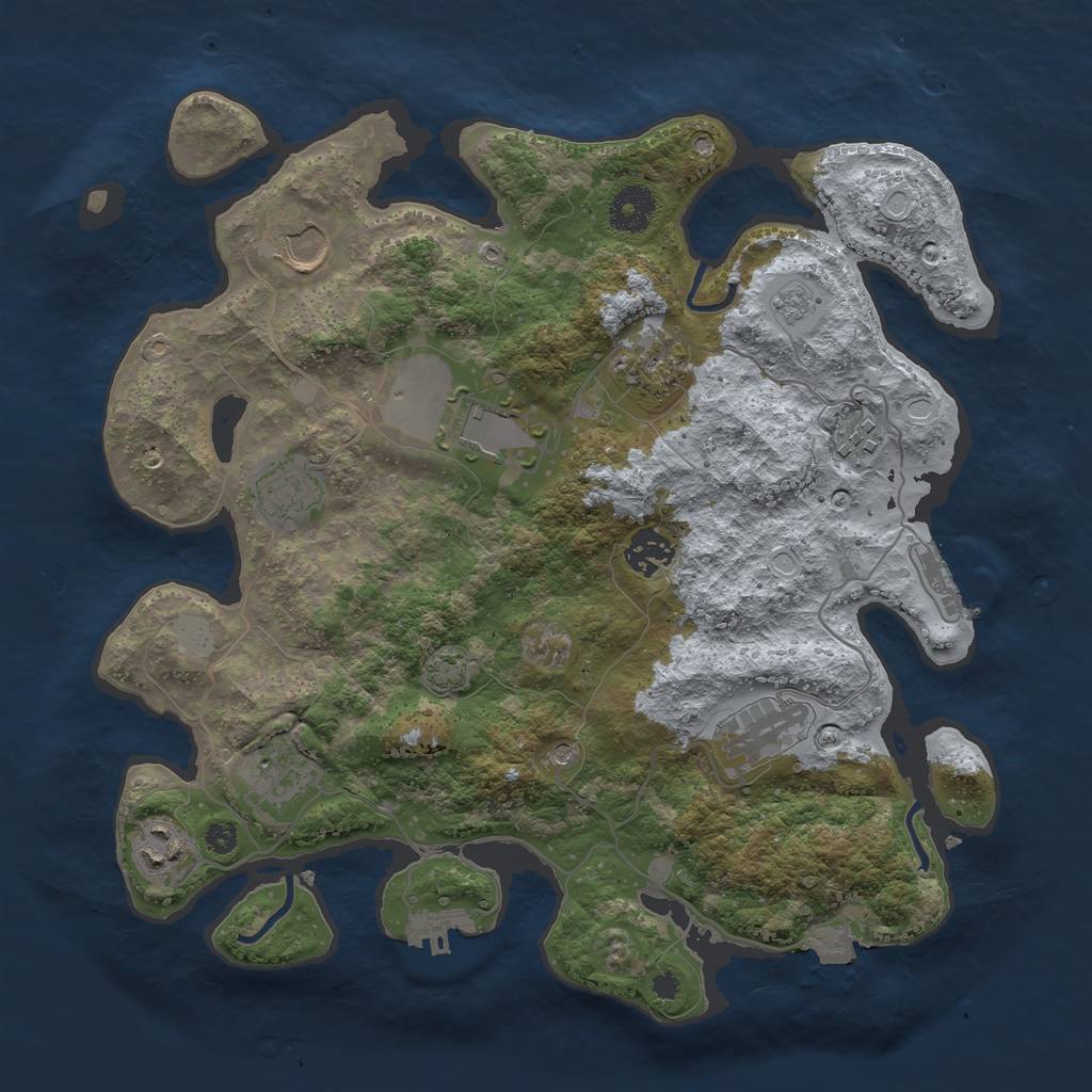 Rust Map: Procedural Map, Size: 3500, Seed: 344845211, 17 Monuments