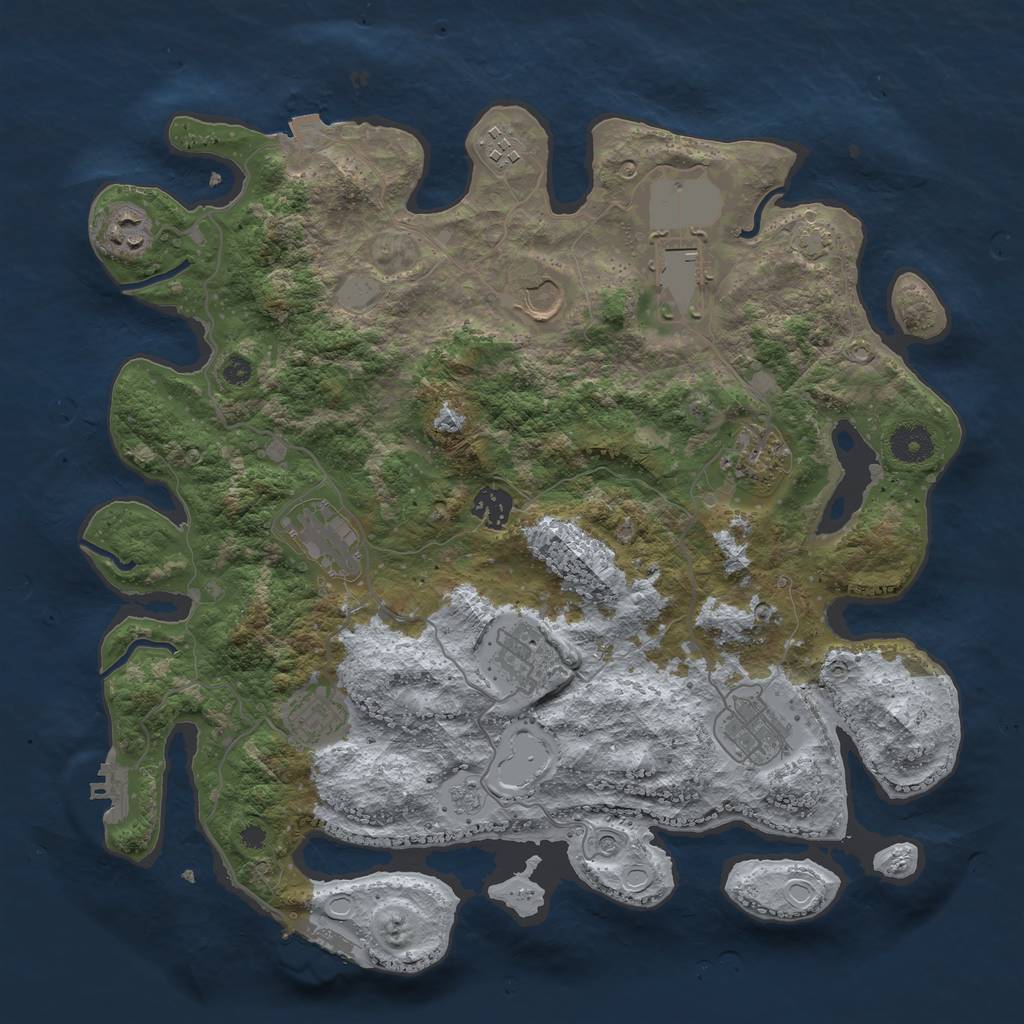 Rust Map: Procedural Map, Size: 3750, Seed: 1297883233, 18 Monuments