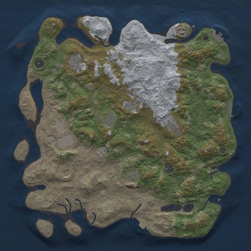 Rust Map: Procedural Map, Size: 4250, Seed: 1911456610, 18 Monuments