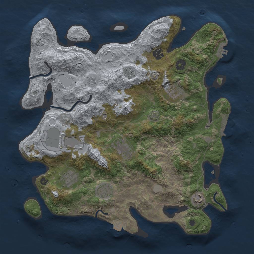 Rust Map: Procedural Map, Size: 3500, Seed: 1837580646, 16 Monuments