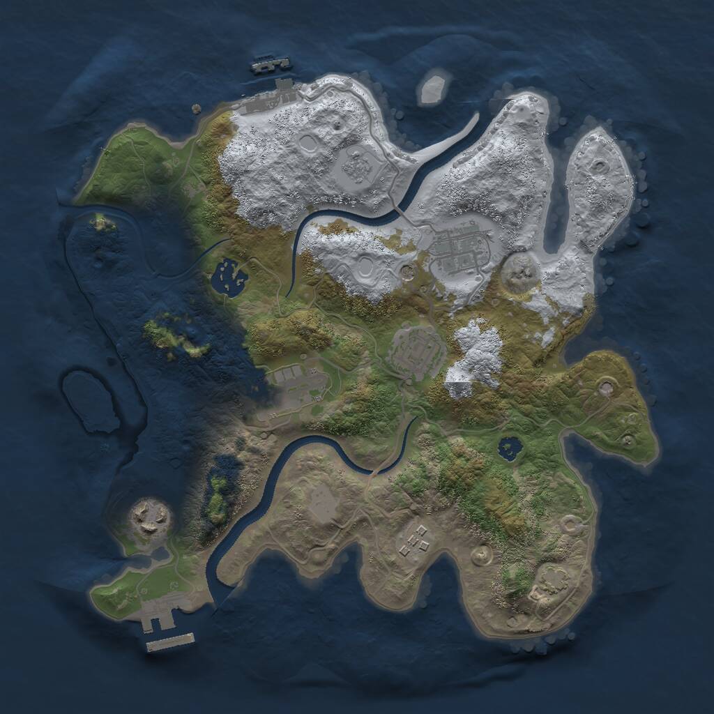Rust Map: Procedural Map, Size: 3000, Seed: 53429420, 12 Monuments