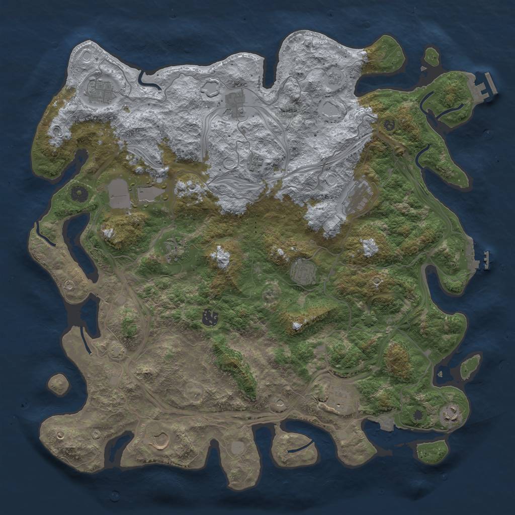 Rust Map: Procedural Map, Size: 4500, Seed: 1241153166, 19 Monuments