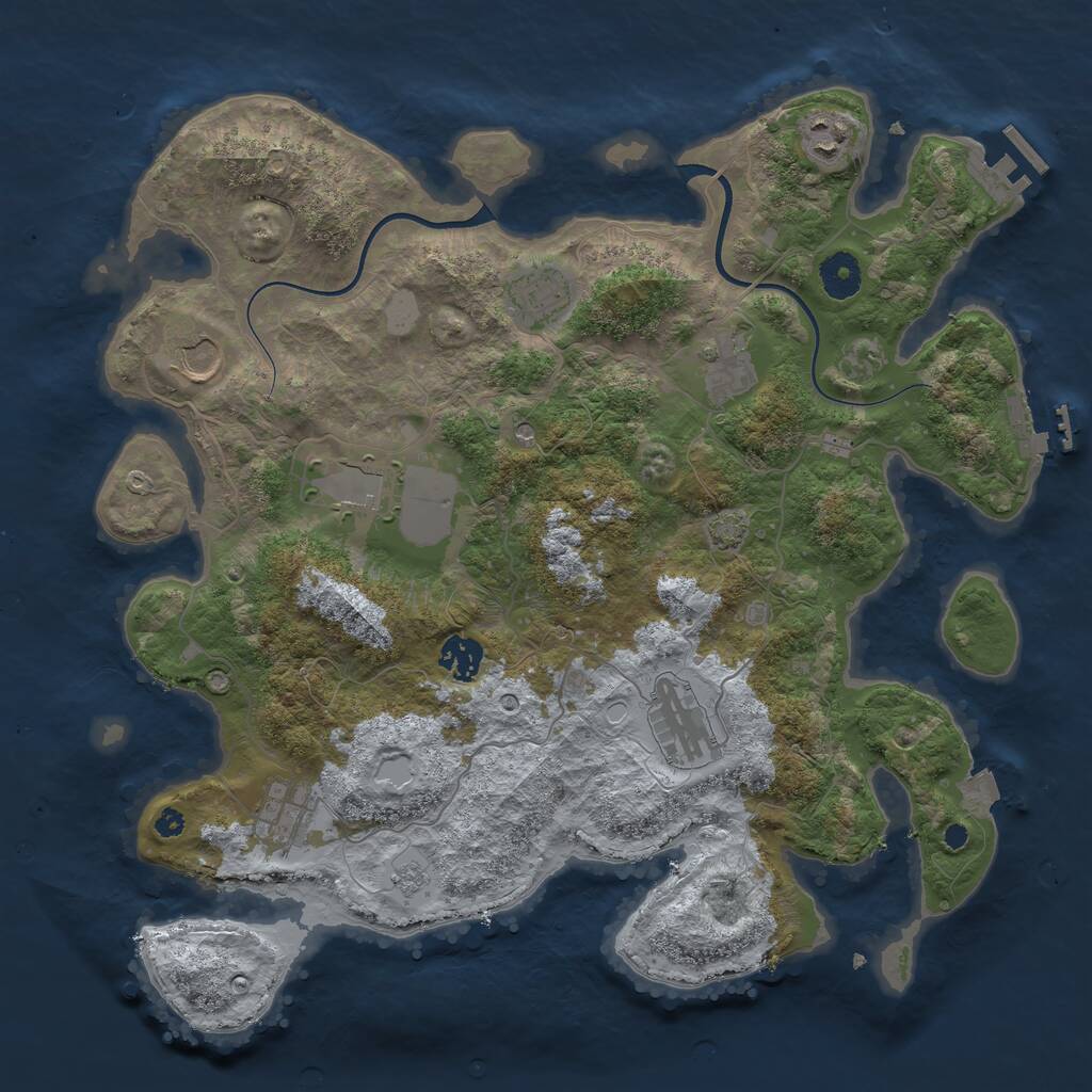 Rust Map: Procedural Map, Size: 3750, Seed: 18324411, 14 Monuments