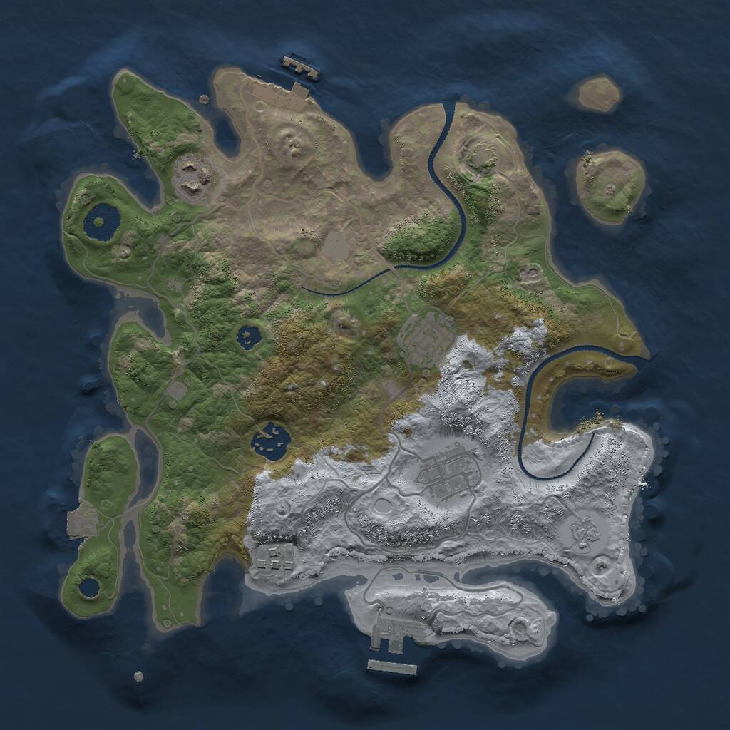 Rust Map: Procedural Map, Size: 3000, Seed: 17726, 10 Monuments