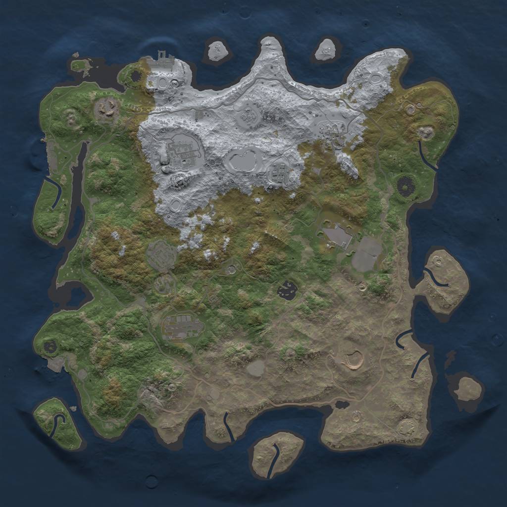 Rust Map: Procedural Map, Size: 4000, Seed: 732370374, 17 Monuments
