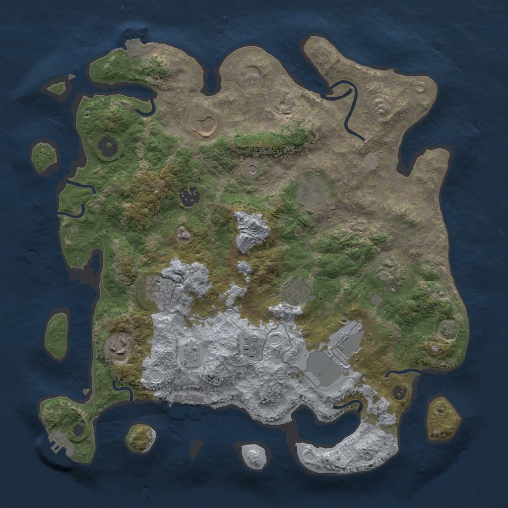 Rust Map: Procedural Map, Size: 3750, Seed: 585948, 17 Monuments