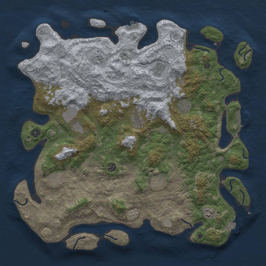 Rust Map: Procedural Map, Size: 4500, Seed: 20230130, 18 Monuments