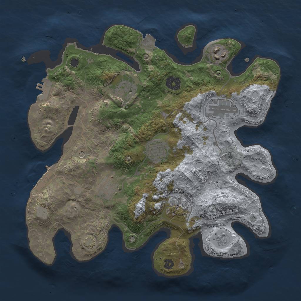 Rust Map: Procedural Map, Size: 3050, Seed: 891145463, 14 Monuments