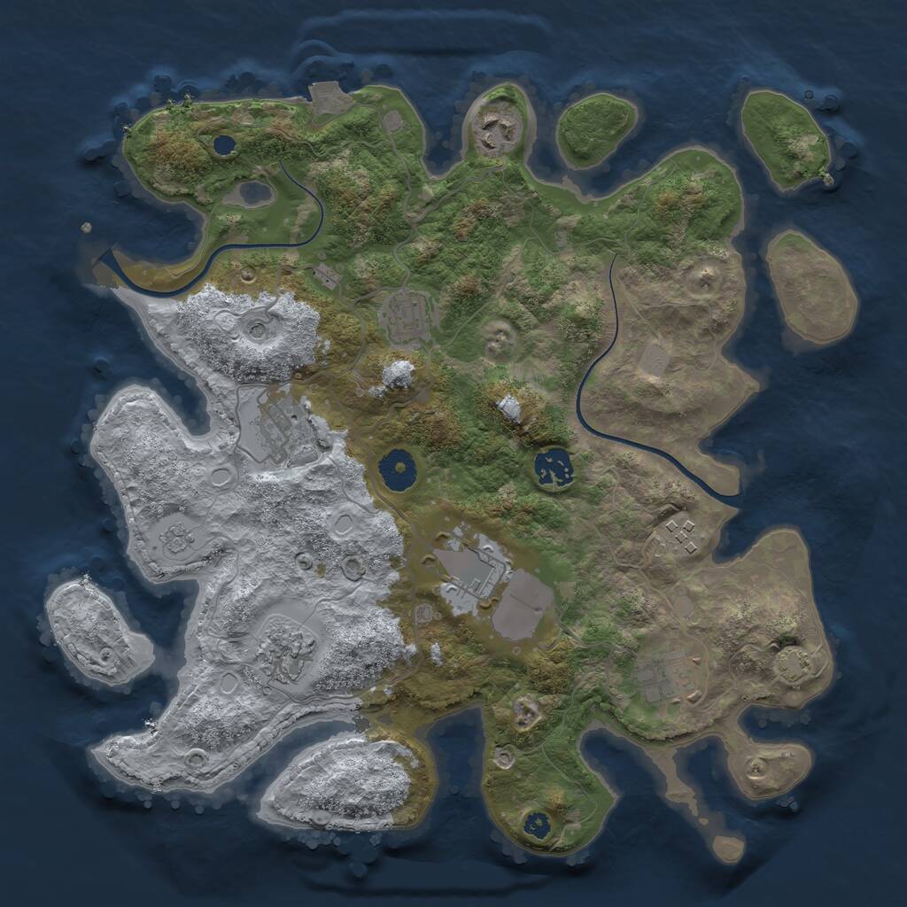 Rust Map: Procedural Map, Size: 3500, Seed: 2023180297, 12 Monuments