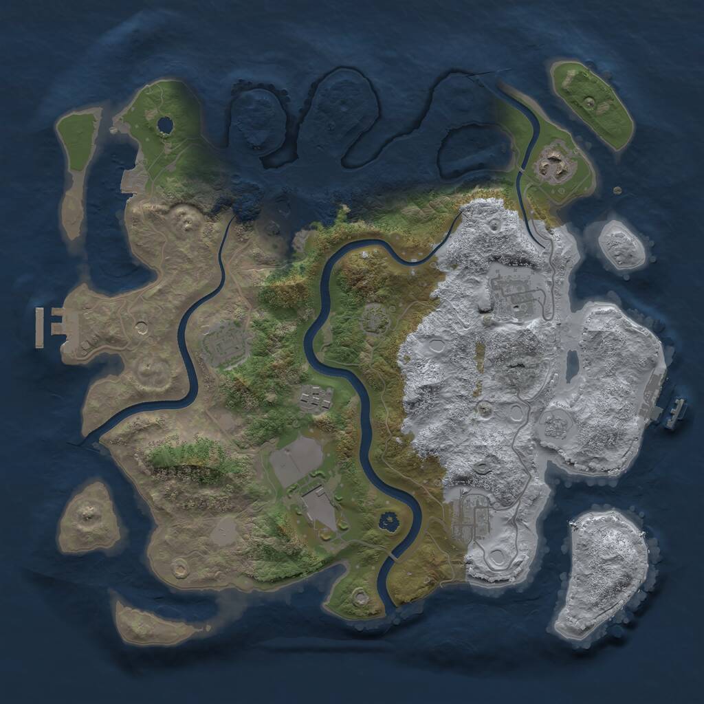 Rust Map: Procedural Map, Size: 3500, Seed: 498465489, 13 Monuments