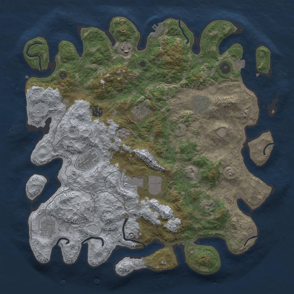 Rust Map: Procedural Map, Size: 4050, Seed: 847098764, 16 Monuments