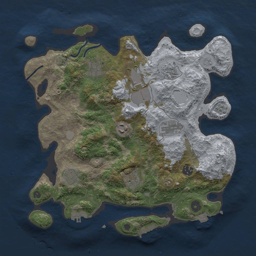 Rust Map: Procedural Map, Size: 3500, Seed: 11752623, 17 Monuments