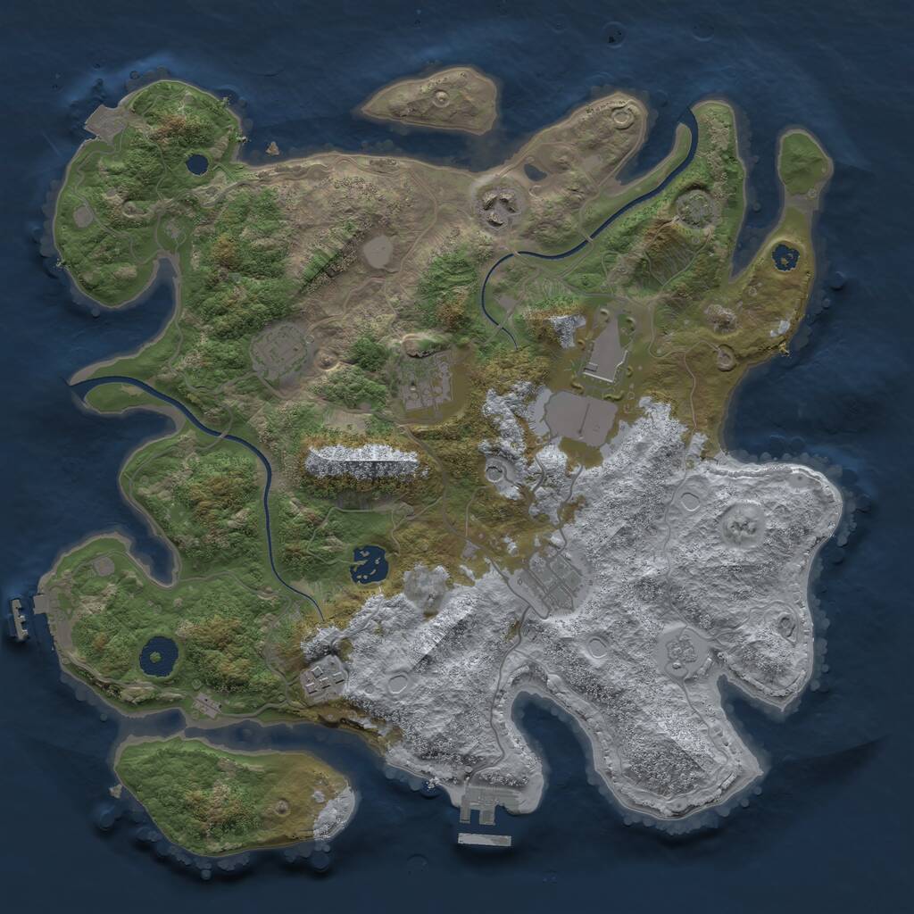 Rust Map: Procedural Map, Size: 3500, Seed: 611514427, 13 Monuments
