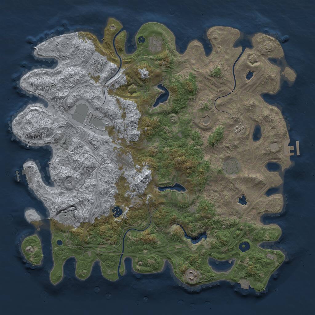 Rust Map: Procedural Map, Size: 4500, Seed: 1715324307, 16 Monuments
