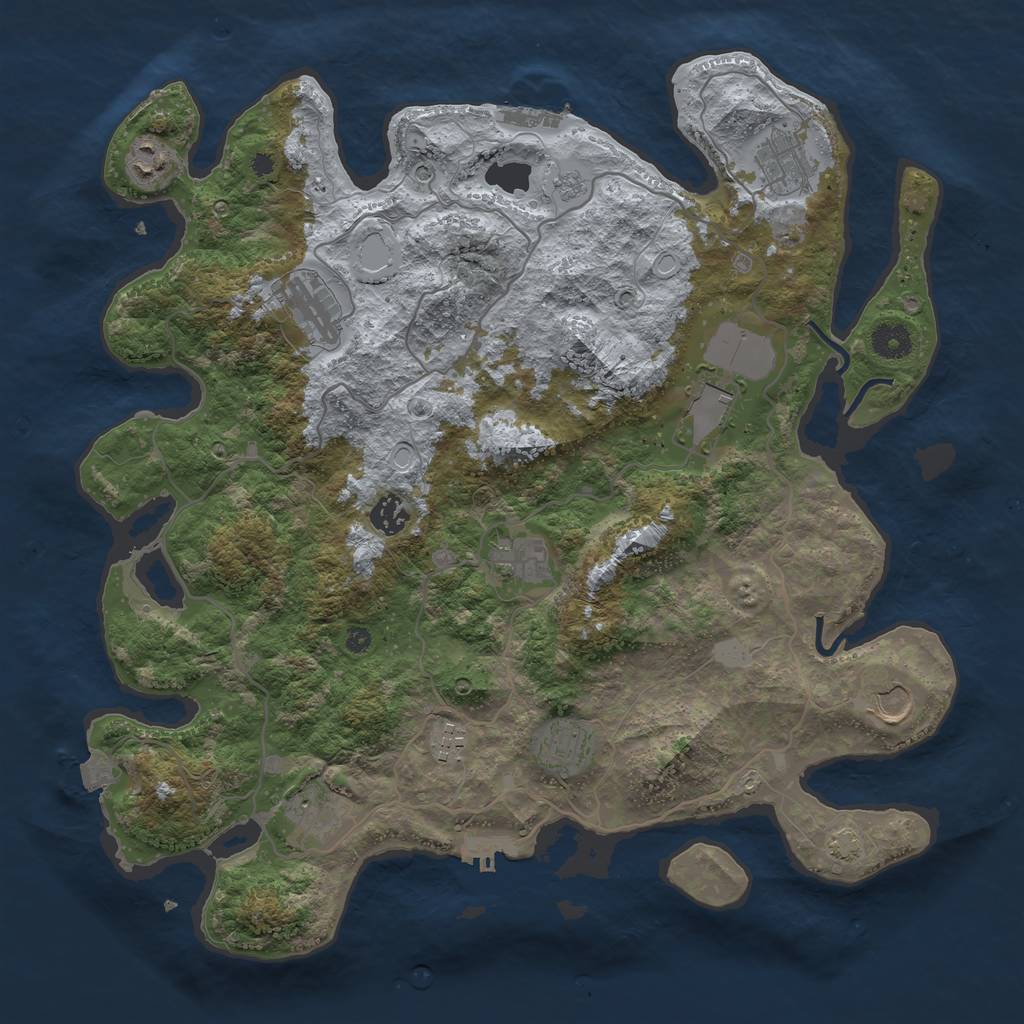 Rust Map: Procedural Map, Size: 4000, Seed: 128459013, 18 Monuments