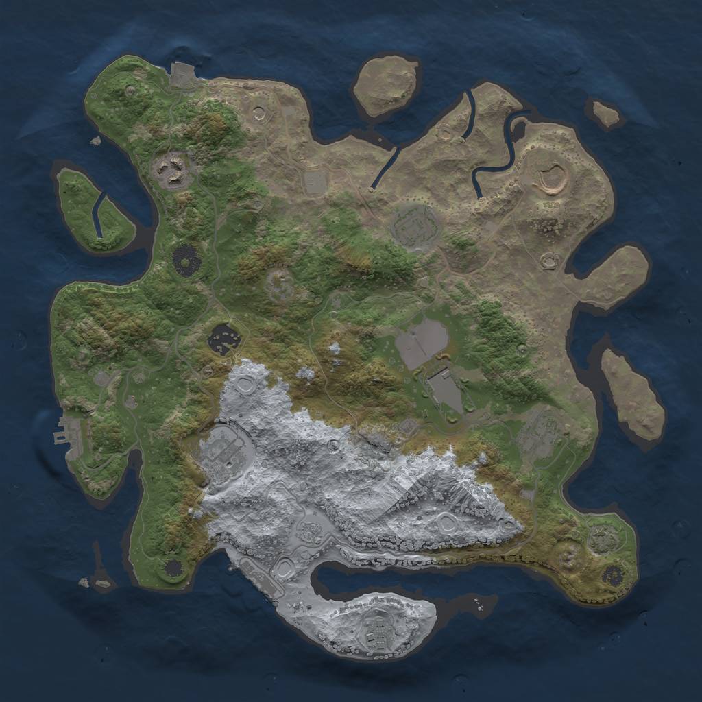 Rust Map: Procedural Map, Size: 3500, Seed: 1551907224, 16 Monuments