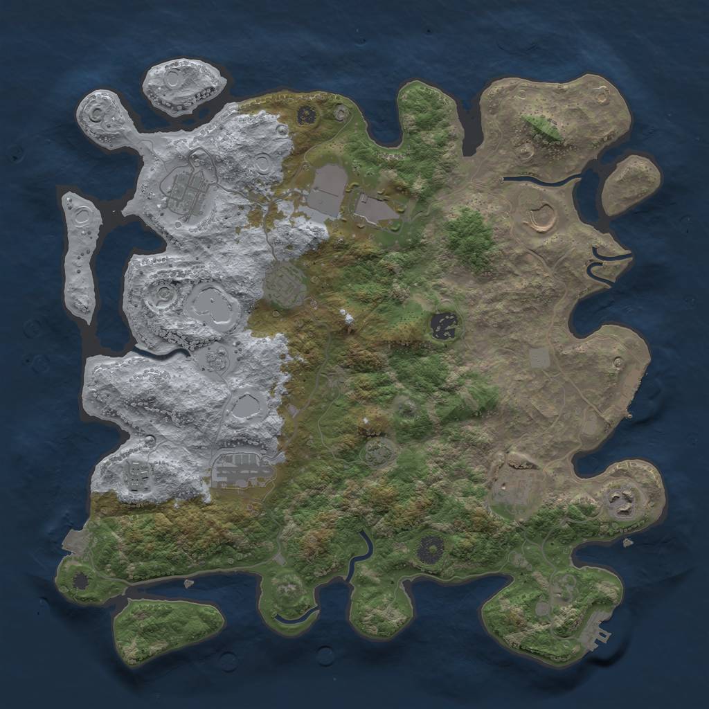 Rust Map: Procedural Map, Size: 3750, Seed: 39632347, 17 Monuments