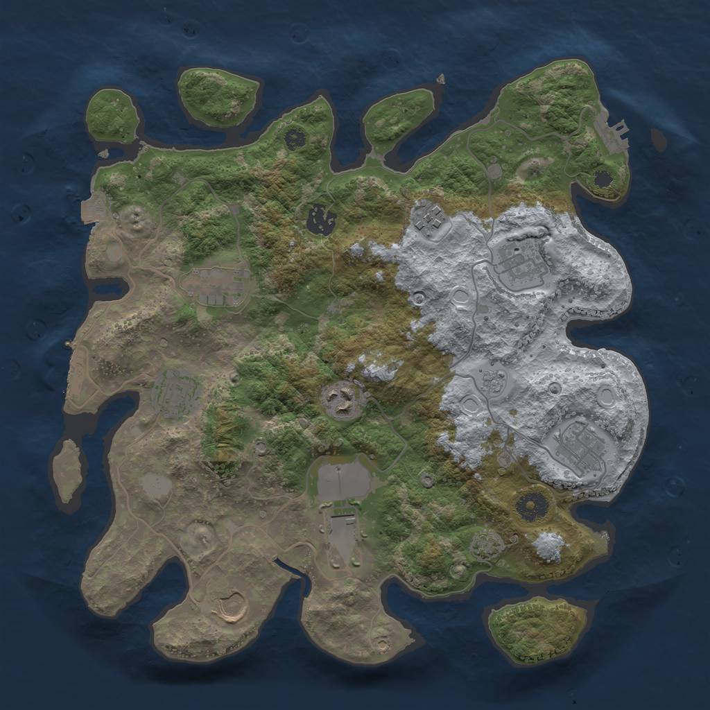 Rust Map: Procedural Map, Size: 3500, Seed: 1502084677, 16 Monuments