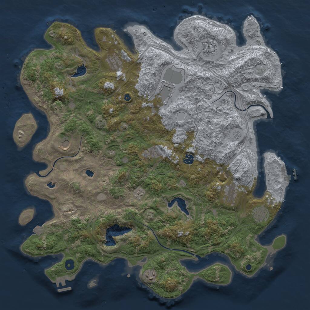 Rust Map: Procedural Map, Size: 4500, Seed: 45444, 16 Monuments