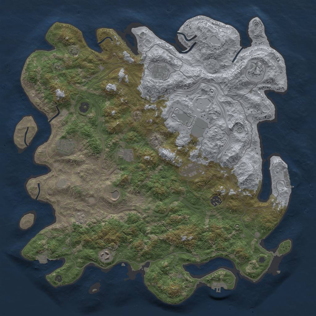 Rust Map: Procedural Map, Size: 4500, Seed: 45444, 18 Monuments
