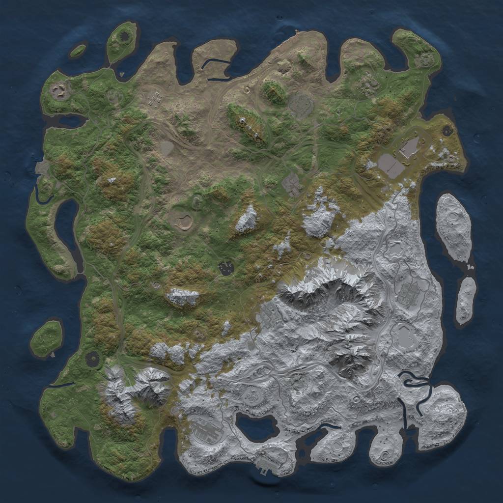 Rust Map: Procedural Map, Size: 5000, Seed: 1245789, 19 Monuments
