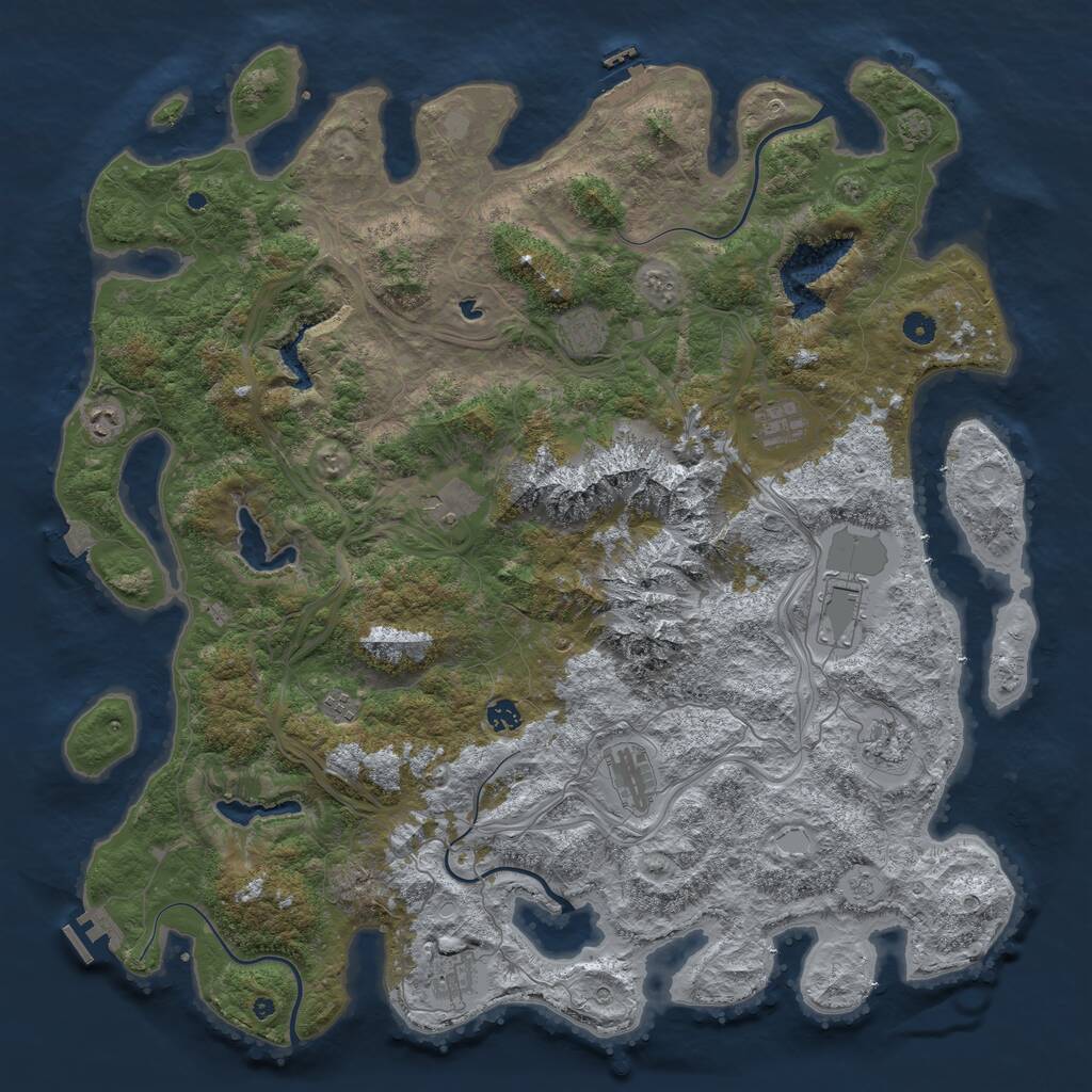 Rust Map: Procedural Map, Size: 5000, Seed: 1245789, 16 Monuments