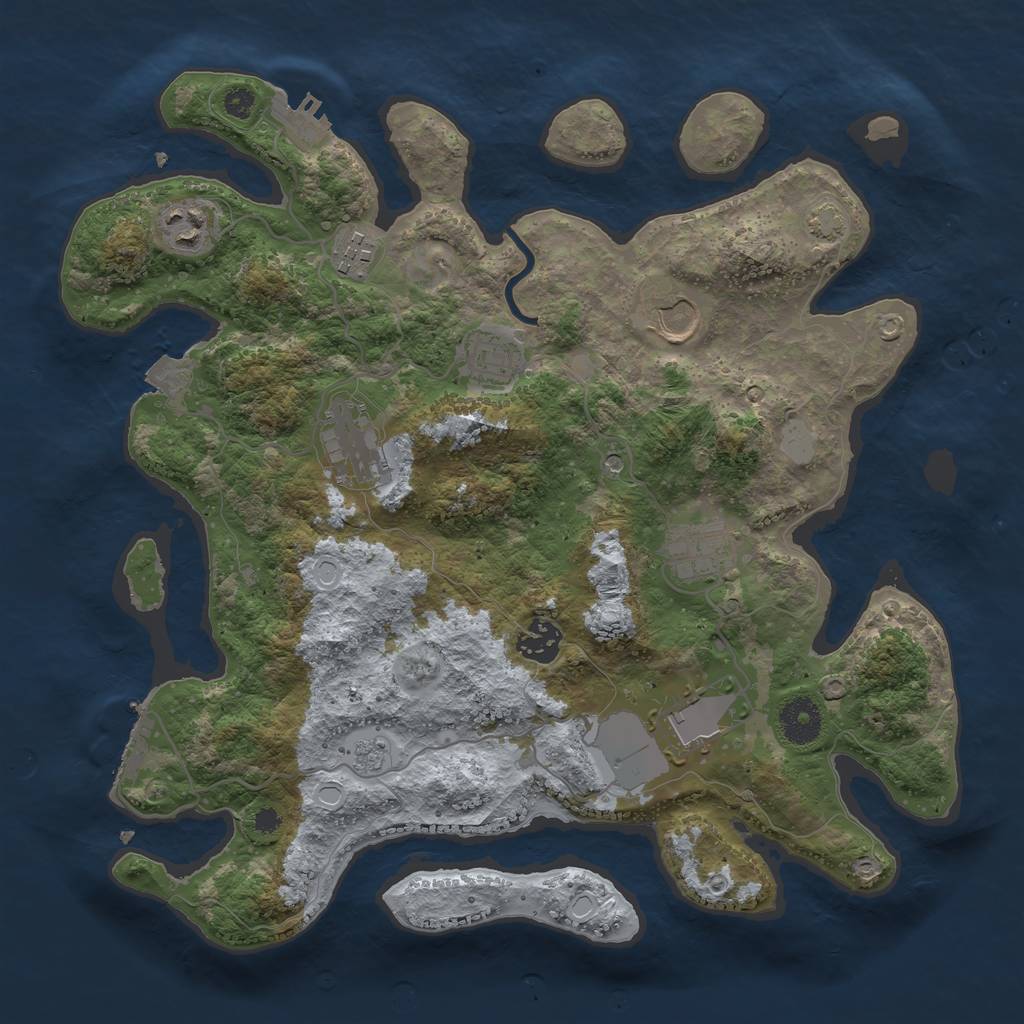 Rust Map: Procedural Map, Size: 3500, Seed: 879434410, 16 Monuments