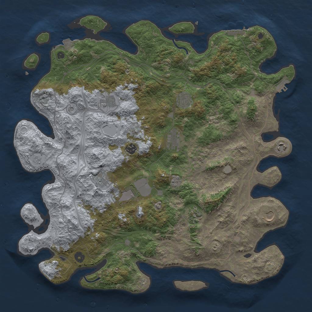 Rust Map: Procedural Map, Size: 4500, Seed: 964328048, 18 Monuments