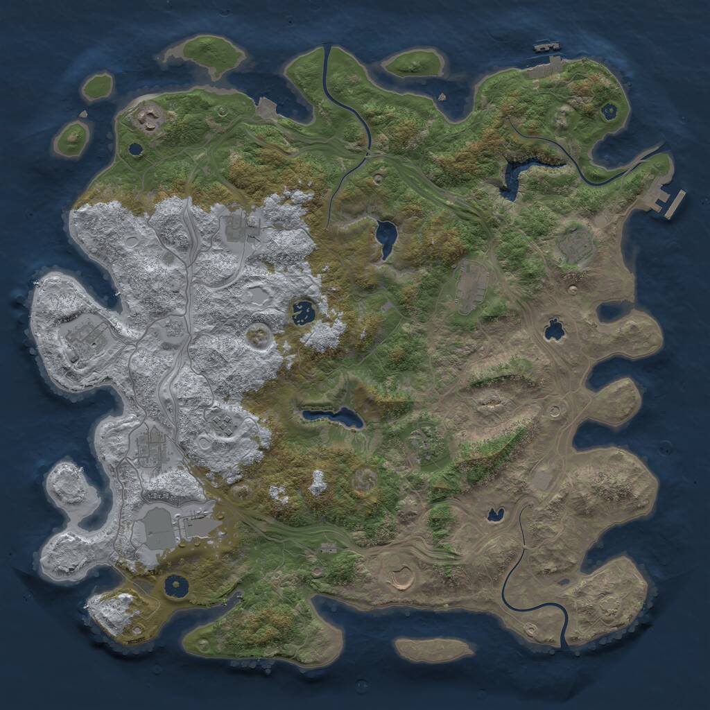 Rust Map: Procedural Map, Size: 4500, Seed: 964328048, 17 Monuments