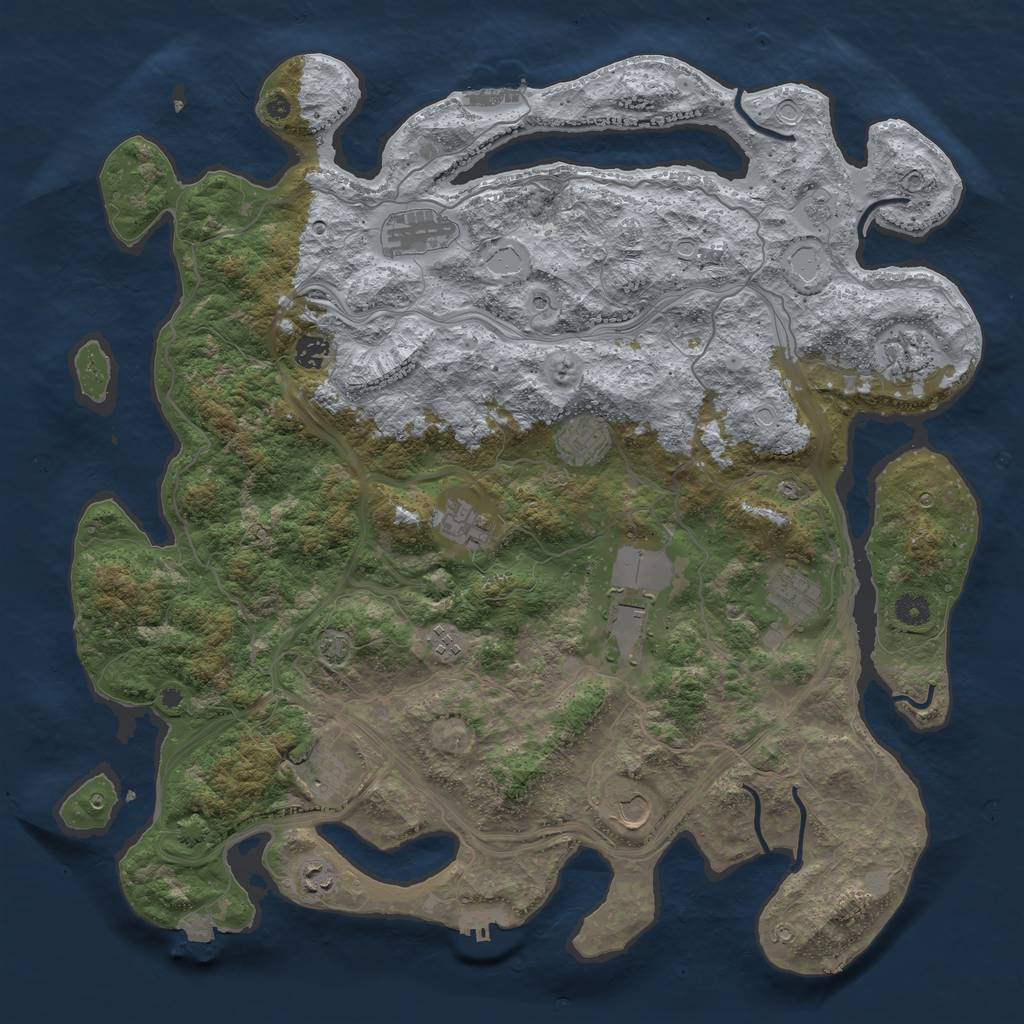 Rust Map: Procedural Map, Size: 4500, Seed: 1364316237, 19 Monuments